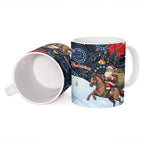 Australia Christmas In July Ceramic Mug Santa Horse Racing Aboriginal Dot Art