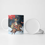Australia Christmas In July Ceramic Mug Santa Horse Racing Aboriginal Dot Art