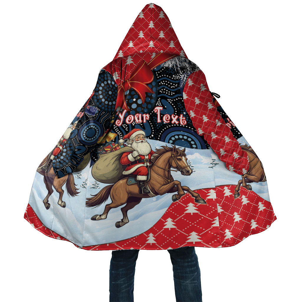 Australia Christmas In July Personalised Cloak Santa Horse Racing Aboriginal Dot Art