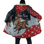 Australia Christmas In July Personalised Cloak Santa Horse Racing Aboriginal Dot Art