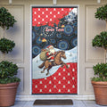 Australia Christmas In July Personalised Door Cover Santa Horse Racing Aboriginal Dot Art
