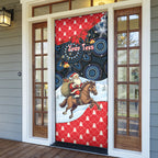 Australia Christmas In July Personalised Door Cover Santa Horse Racing Aboriginal Dot Art