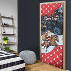 Australia Christmas In July Personalised Door Cover Santa Horse Racing Aboriginal Dot Art