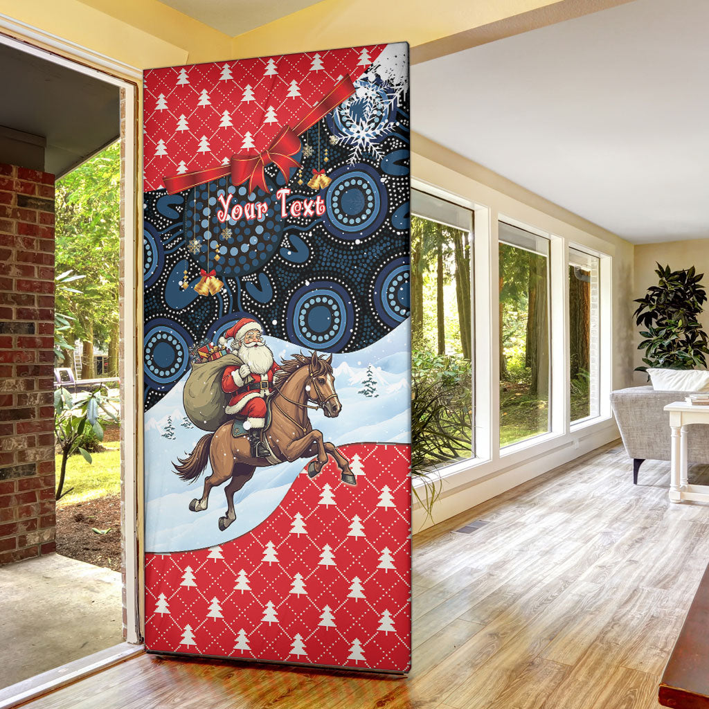 Australia Christmas In July Personalised Door Cover Santa Horse Racing Aboriginal Dot Art