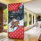 Australia Christmas In July Personalised Door Cover Santa Horse Racing Aboriginal Dot Art