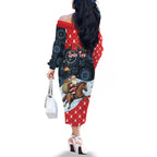 Australia Christmas In July Personalised Family Matching Off The Shoulder Long Sleeve Dress and Hawaiian Shirt Santa Horse Racing Aboriginal Dot Art
