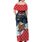 Australia Christmas In July Personalised Family Matching Off Shoulder Maxi Dress and Hawaiian Shirt Santa Horse Racing Aboriginal Dot Art