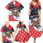 Australia Christmas In July Personalised Family Matching Summer Maxi Dress and Hawaiian Shirt Santa Horse Racing Aboriginal Dot Art