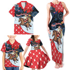 Australia Christmas In July Personalised Family Matching Tank Maxi Dress and Hawaiian Shirt Santa Horse Racing Aboriginal Dot Art