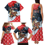 Australia Christmas In July Personalised Family Matching Tank Maxi Dress and Hawaiian Shirt Santa Horse Racing Aboriginal Dot Art