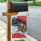 Australia Christmas In July Garden Flag Santa Horse Racing Aboriginal Dot Art