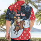 Australia Christmas In July Personalised Hawaiian Shirt Santa Horse Racing Aboriginal Dot Art