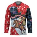 Australia Christmas In July Personalised Hockey Jersey Santa Horse Racing Aboriginal Dot Art
