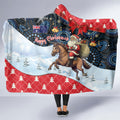 Australia Christmas In July Hooded Blanket Santa Horse Racing Aboriginal Dot Art