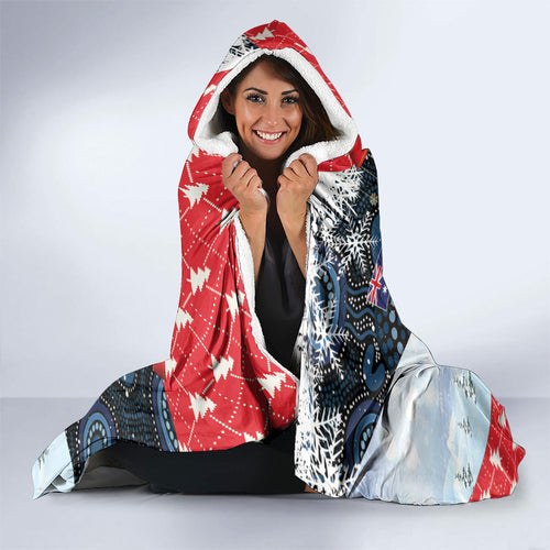 Australia Christmas In July Hooded Blanket Santa Horse Racing Aboriginal Dot Art
