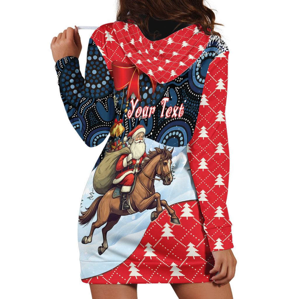 Australia Christmas In July Personalised Hoodie Dress Santa Horse Racing Aboriginal Dot Art