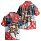Australia Christmas In July Personalised Kid Hawaiian Shirt Santa Horse Racing Aboriginal Dot Art LT22