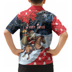 Australia Christmas In July Personalised Kid Hawaiian Shirt Santa Horse Racing Aboriginal Dot Art LT22