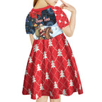 Australia Christmas In July Personalised Kid Short Sleeve Dress Santa Horse Racing Aboriginal Dot Art