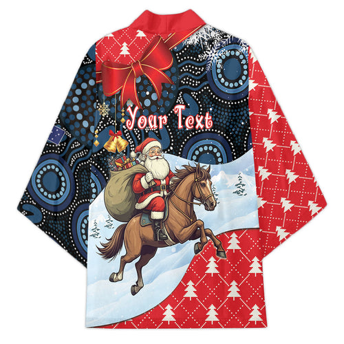 Australia Christmas In July Personalised Kimono Santa Horse Racing Aboriginal Dot Art