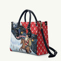 Australia Christmas In July Leather Bag Santa Horse Racing Aboriginal Dot Art