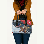 Australia Christmas In July Leather Bag Santa Horse Racing Aboriginal Dot Art
