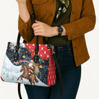Australia Christmas In July Leather Bag Santa Horse Racing Aboriginal Dot Art