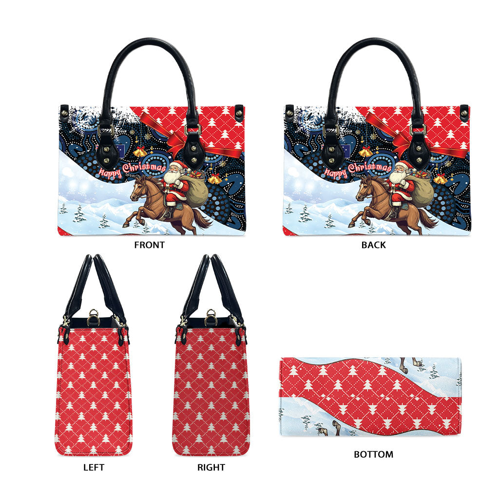 Australia Christmas In July Leather Bag Santa Horse Racing Aboriginal Dot Art