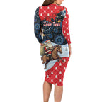 Australia Christmas In July Personalised Long Sleeve Bodycon Dress Santa Horse Racing Aboriginal Dot Art
