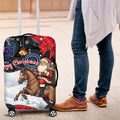 Australia Christmas In July Luggage Cover Santa Horse Racing Aboriginal Dot Art