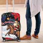 Australia Christmas In July Luggage Cover Santa Horse Racing Aboriginal Dot Art
