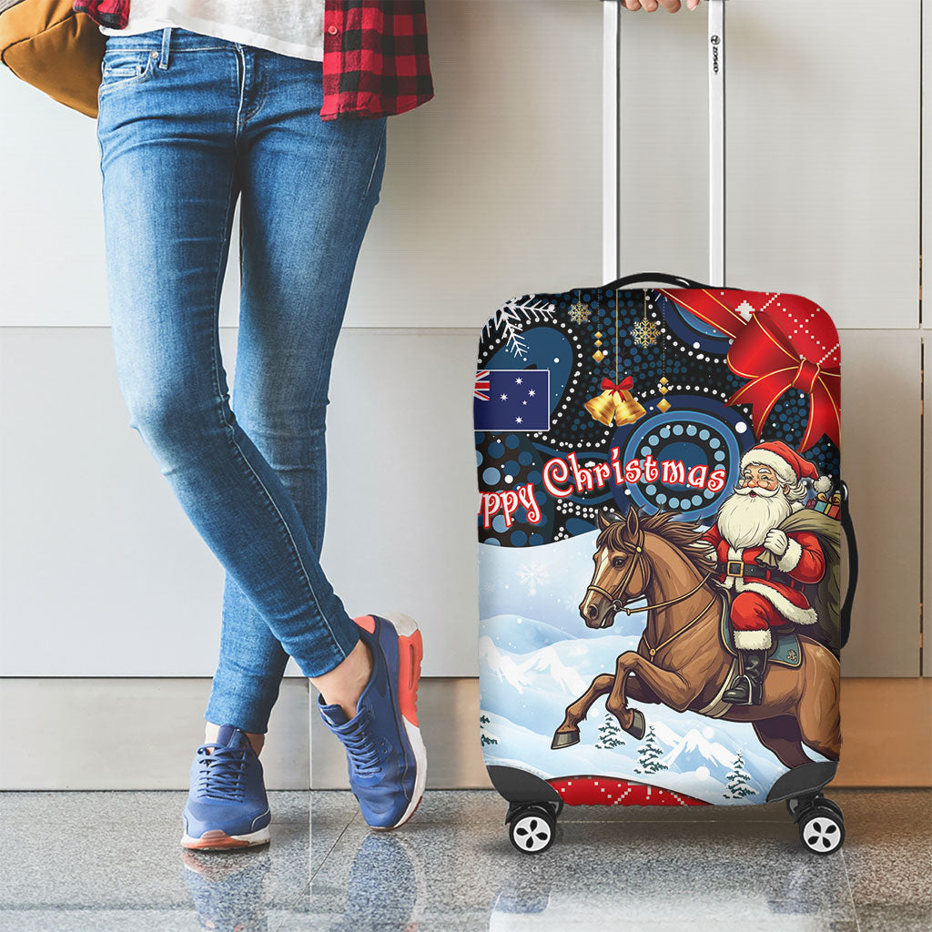 Australia Christmas In July Luggage Cover Santa Horse Racing Aboriginal Dot Art