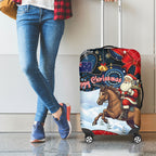 Australia Christmas In July Luggage Cover Santa Horse Racing Aboriginal Dot Art