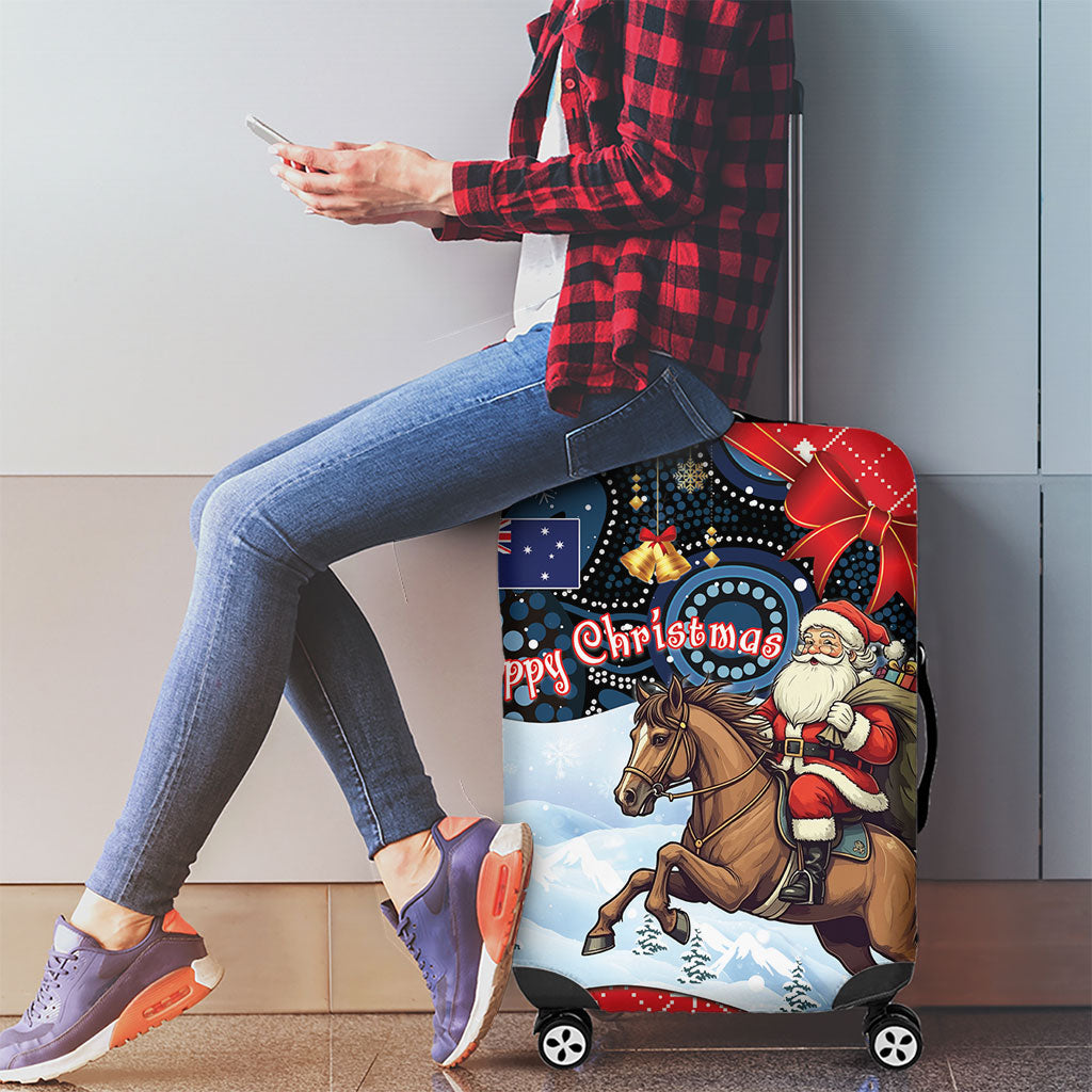 Australia Christmas In July Luggage Cover Santa Horse Racing Aboriginal Dot Art