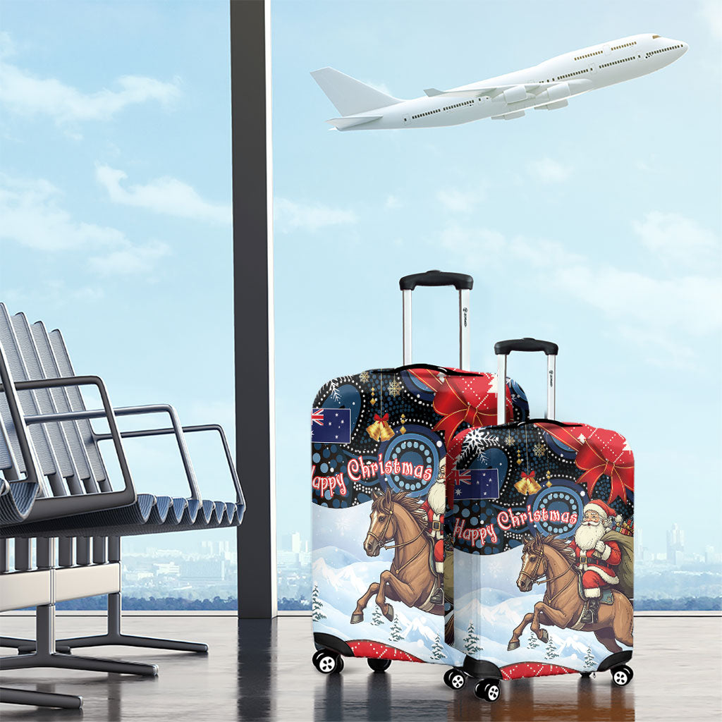 Australia Christmas In July Luggage Cover Santa Horse Racing Aboriginal Dot Art