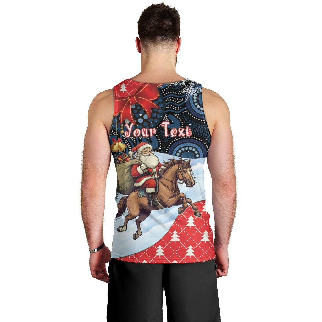Australia Christmas In July Personalised Men Tank Top Santa Horse Racing Aboriginal Dot Art