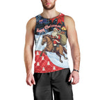 Australia Christmas In July Personalised Men Tank Top Santa Horse Racing Aboriginal Dot Art