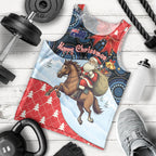 Australia Christmas In July Personalised Men Tank Top Santa Horse Racing Aboriginal Dot Art