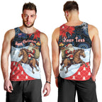 Australia Christmas In July Personalised Men Tank Top Santa Horse Racing Aboriginal Dot Art