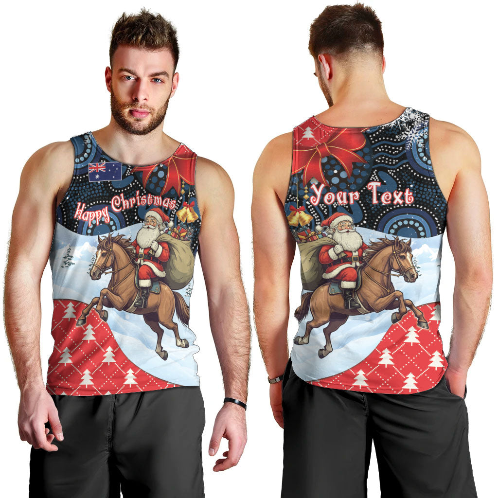 Australia Christmas In July Personalised Men Tank Top Santa Horse Racing Aboriginal Dot Art