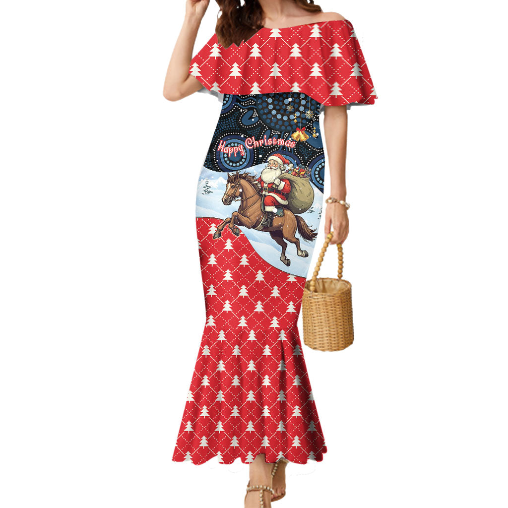 Australia Christmas In July Personalised Mermaid Dress Santa Horse Racing Aboriginal Dot Art