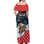 Australia Christmas In July Personalised Off Shoulder Maxi Dress Santa Horse Racing Aboriginal Dot Art