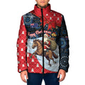 Australia Christmas In July Personalised Padded Jacket Santa Horse Racing Aboriginal Dot Art