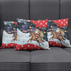 Australia Christmas In July Pillow Cover Santa Horse Racing Aboriginal Dot Art
