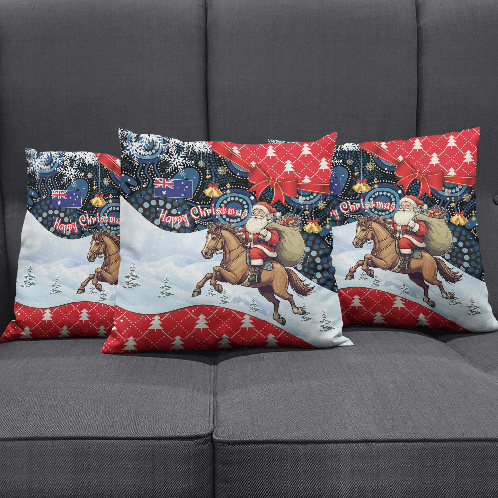 Australia Christmas In July Pillow Cover Santa Horse Racing Aboriginal Dot Art