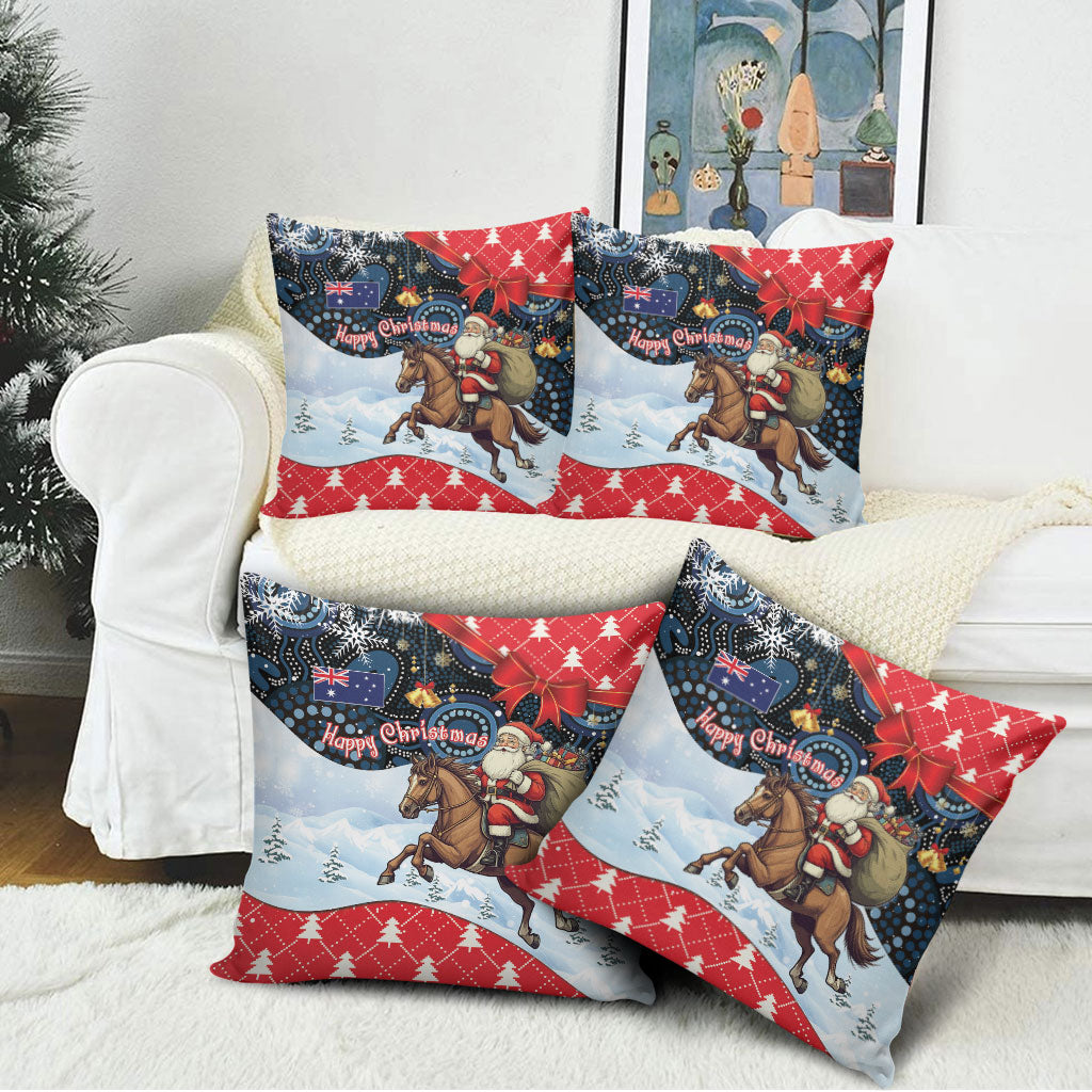 Australia Christmas In July Pillow Cover Santa Horse Racing Aboriginal Dot Art