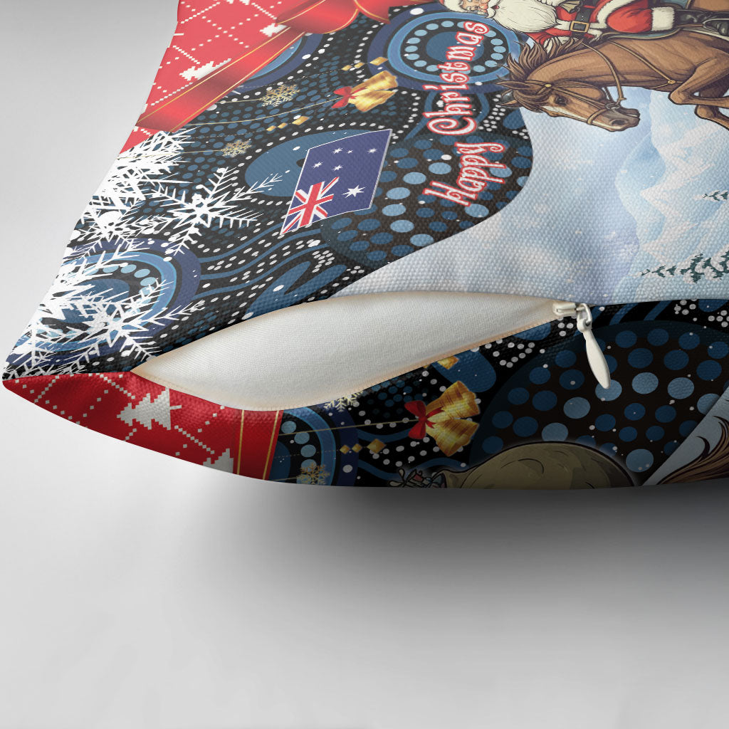 Australia Christmas In July Pillow Cover Santa Horse Racing Aboriginal Dot Art