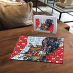 Australia Christmas In July Puzzle Santa Horse Racing Aboriginal Dot Art