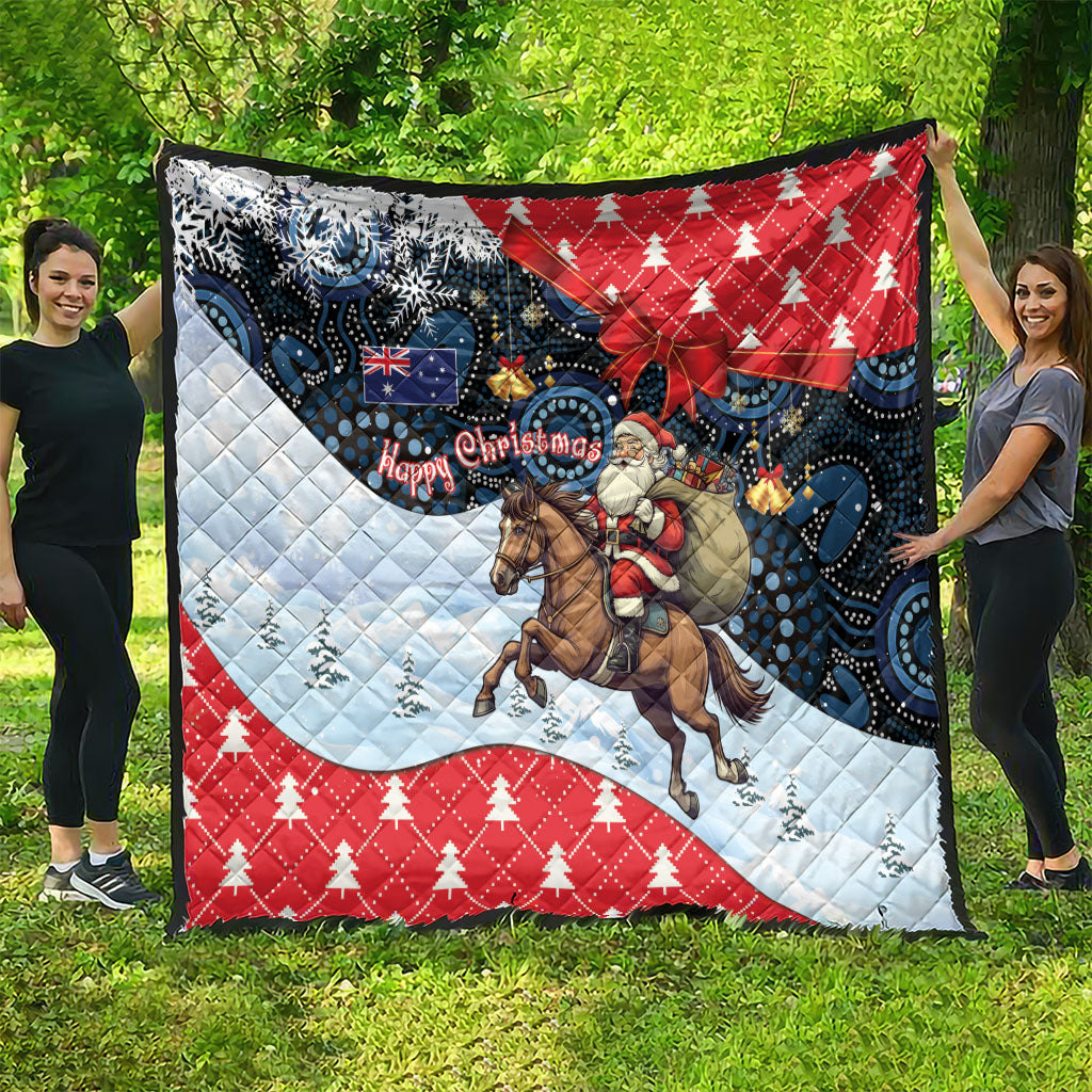 Australia Christmas In July Quilt Santa Horse Racing Aboriginal Dot Art