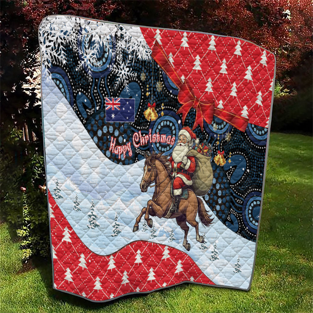 Australia Christmas In July Quilt Santa Horse Racing Aboriginal Dot Art